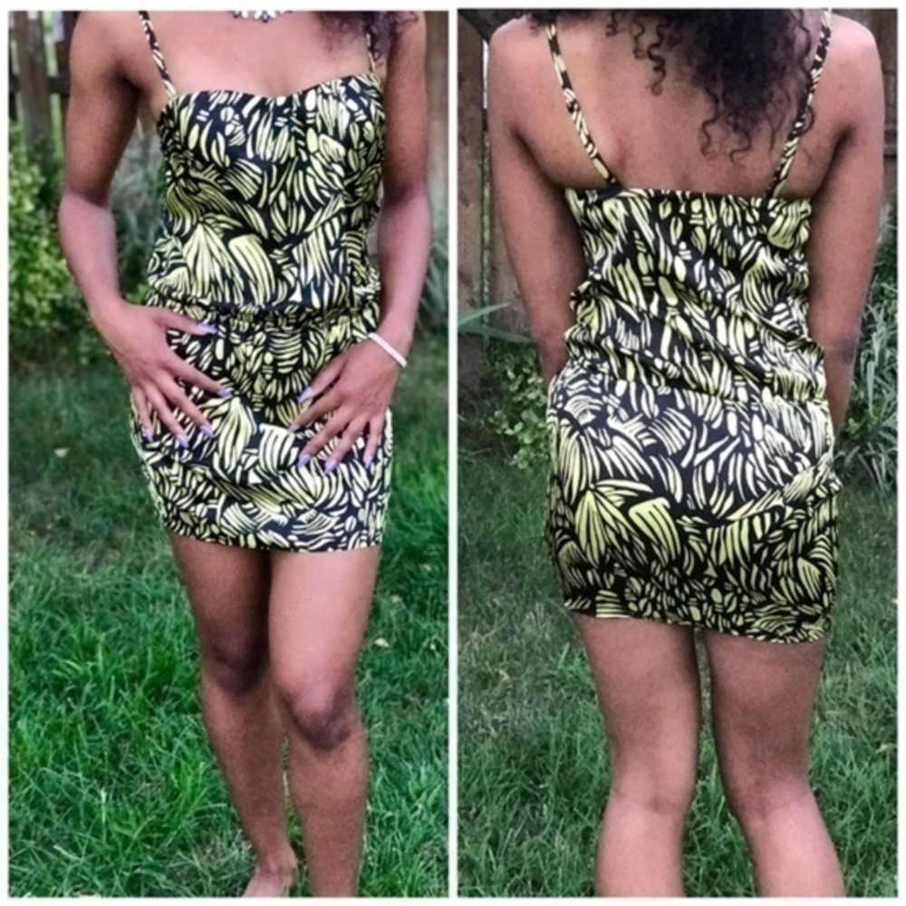MODA Silky Leaf Print Sexy Mini Dress